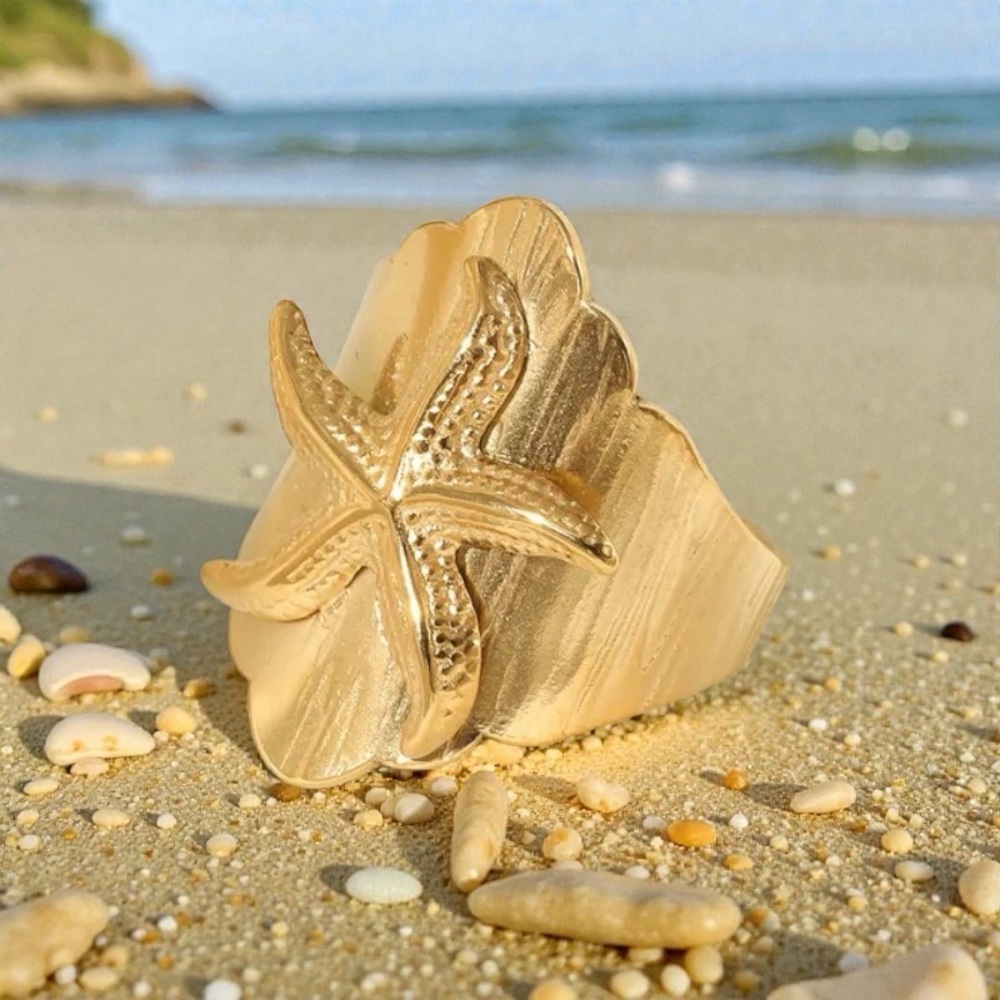 Gold Starfish Ocean Inspired Ring